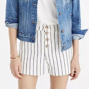 Madewell Emmett High Rise Button Fly Railroad Stripe Shorts Size 30